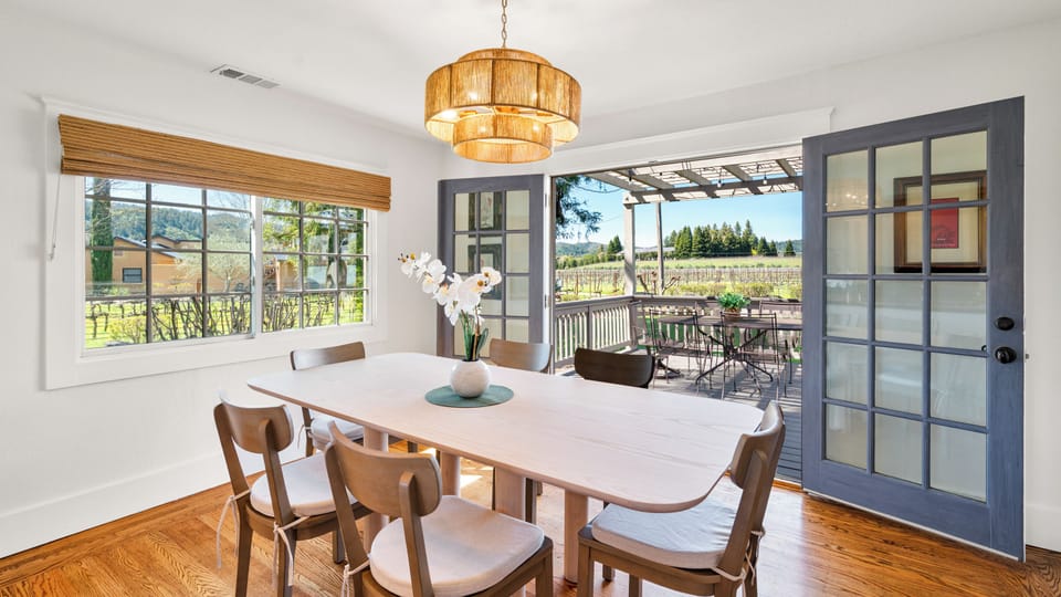 Dining Room - Seats 8-10 - doors open to porch, outdoor table & sunset views