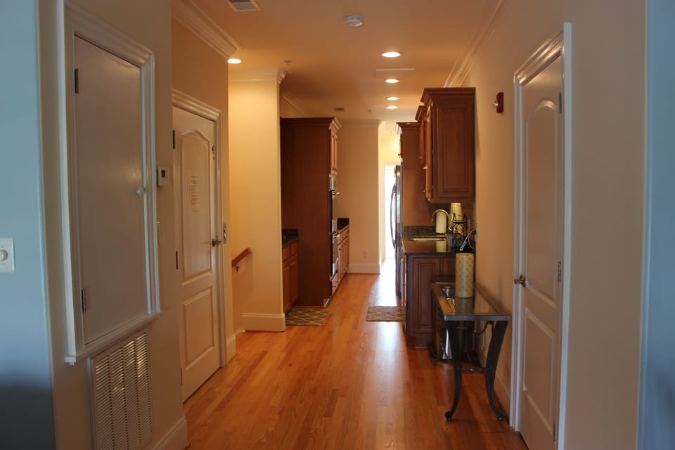 View of the kitchen from the living area.