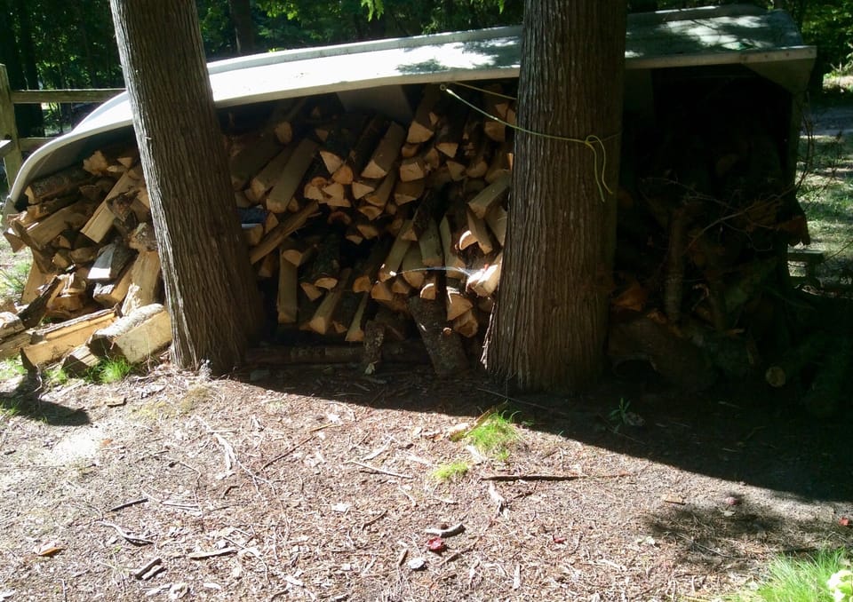 Out back, we have plenty of wood for fires.
