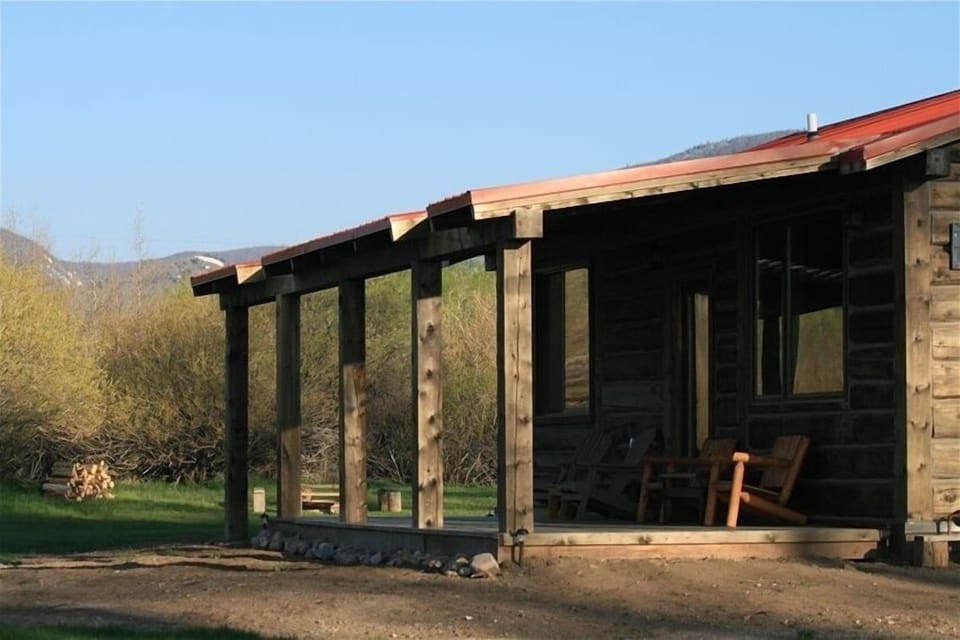Back porch that looks out over the Middle Fork of the Little Laramie River.