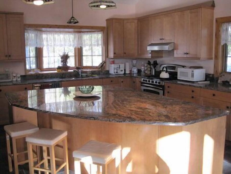 Kitchen. Island seats four.