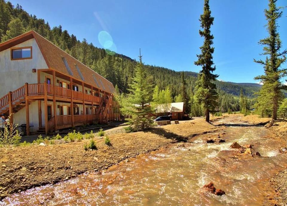 The condo building is just steps from Slumgullion Creek.
