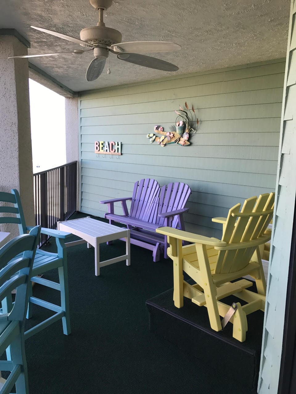 Enjoy the new balcony furniture- seating for 7! 