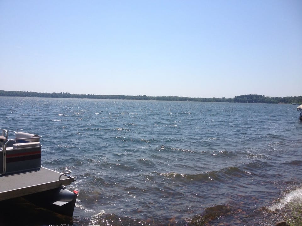 water levels are high this year.  Rocky shoreline and sandy base.  