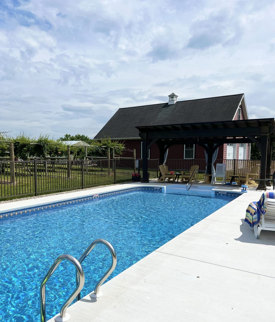Saltwater pool opens by mid-May and has shade pavilion. Shared with owners. 