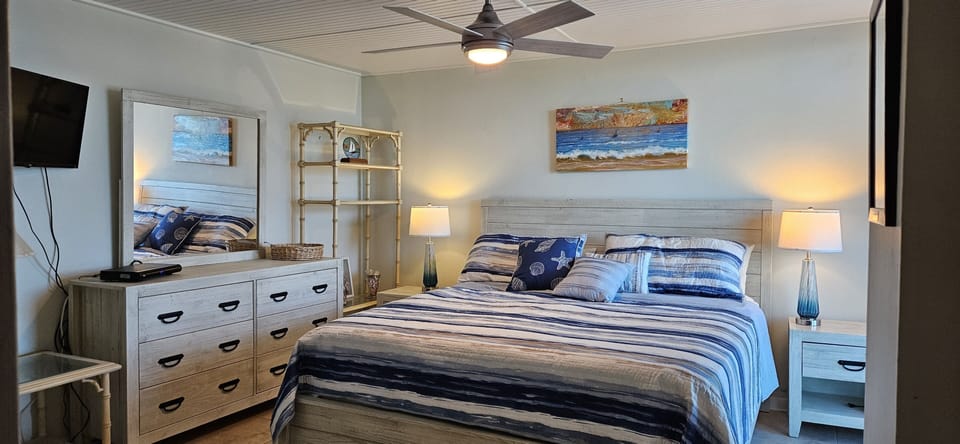 King bed with view and smart TV