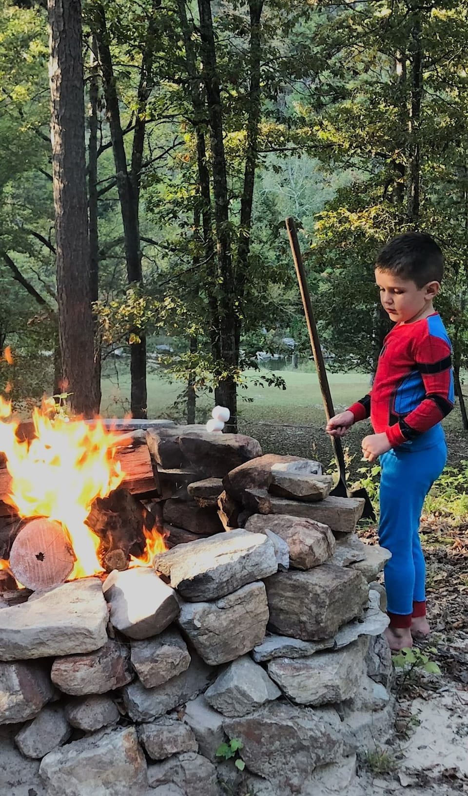 This young guest LOVED roasting marshmallows at the fire pit!
