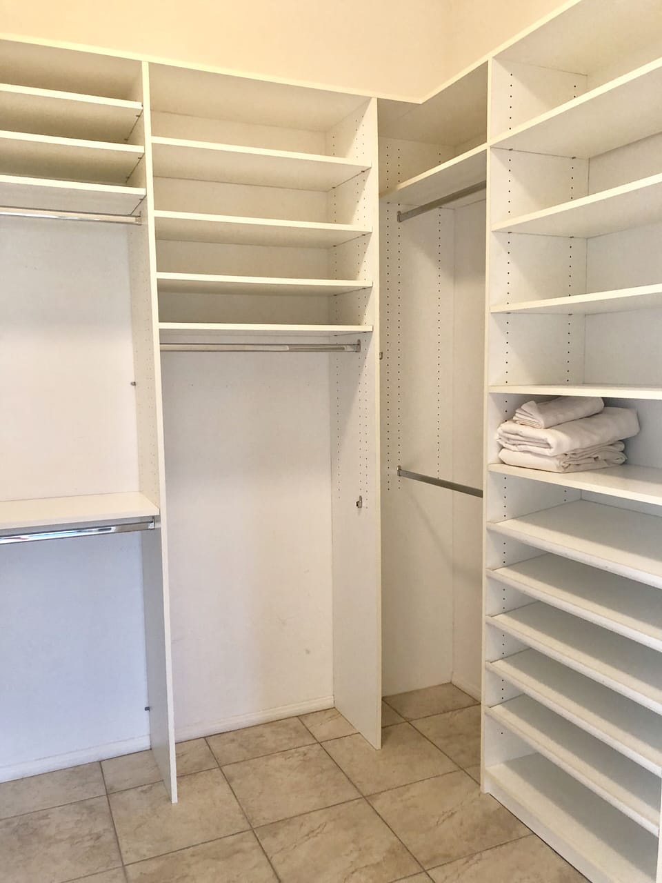 large walk in closet in master