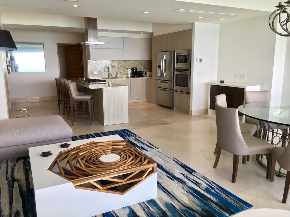 Open kitchen and living area