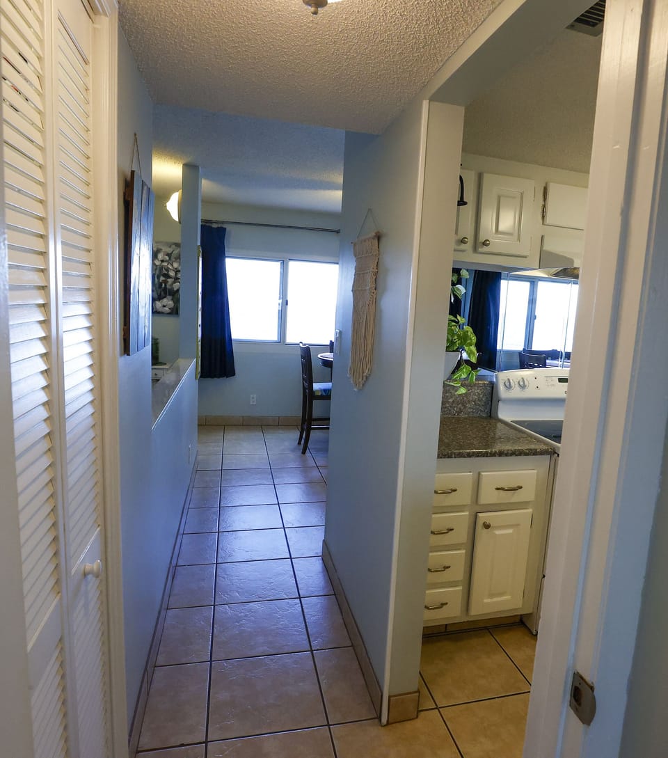 Hallway from the den looking toward the kitchen.