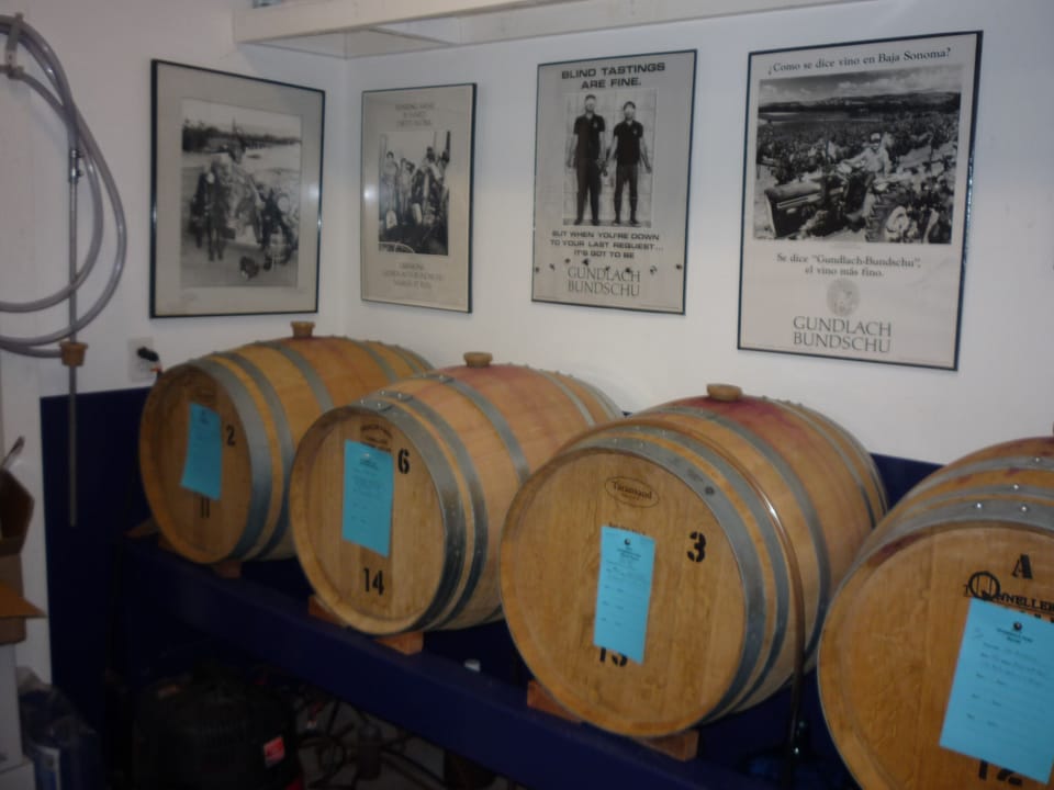 barrels and legendary posters on display