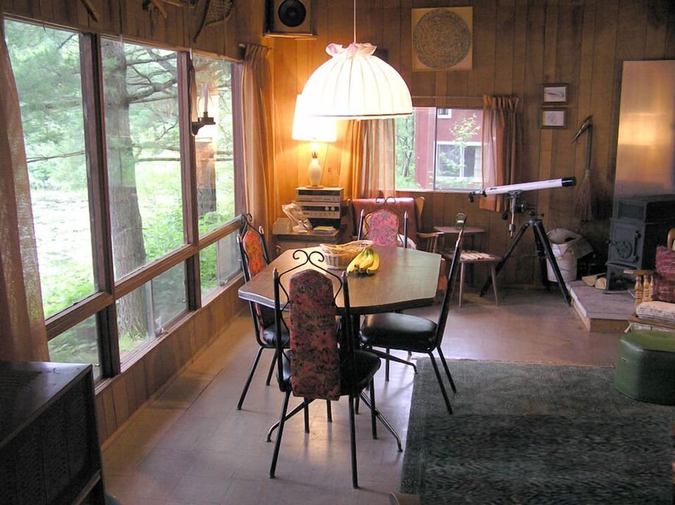 Dining area with view of the cove