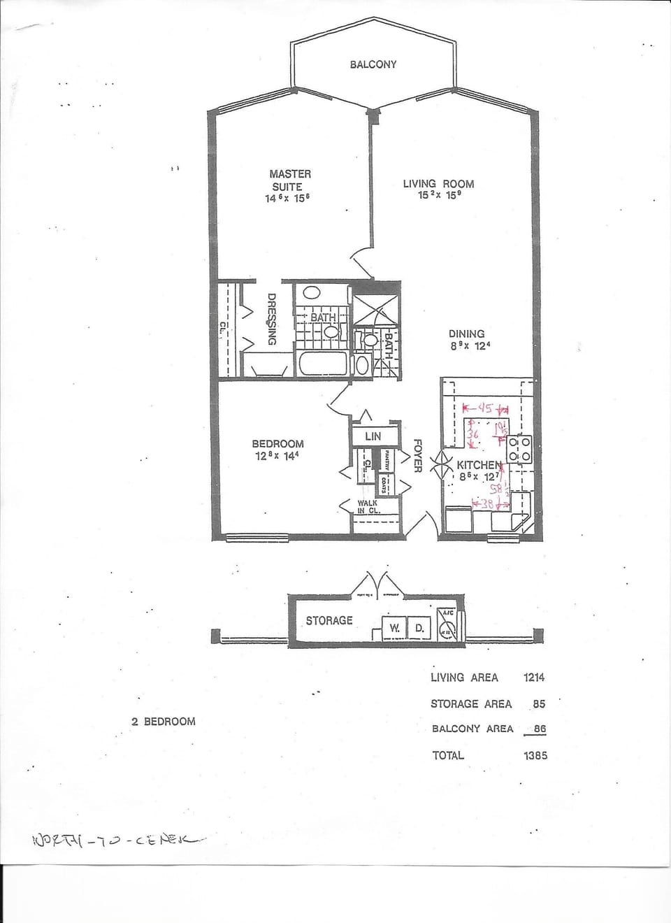 Condo layout. Notice the separate laundry room across from the front door.