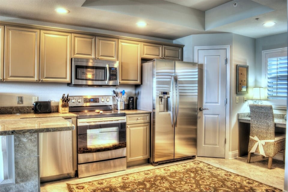Kitchen with stainless steel appliances