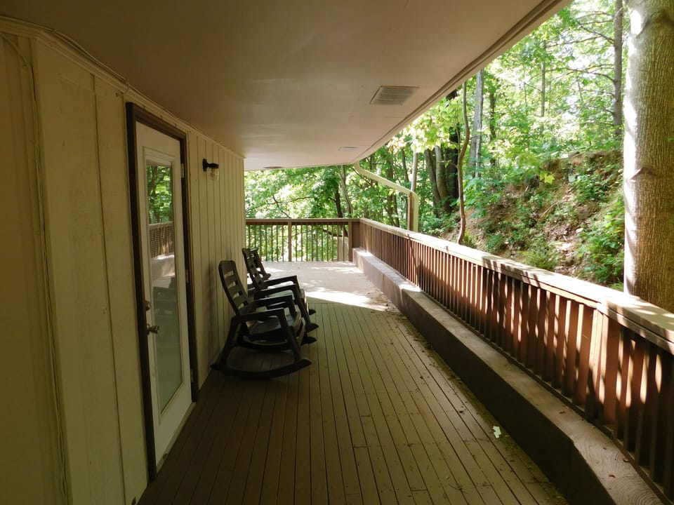 Deck has access from 6 of the 7 upstairs bedrooms