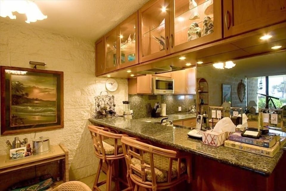 Granite Bar looking into Gourmet  Kitchen