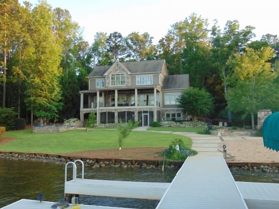 View from Dock with ladder leading out of lake 