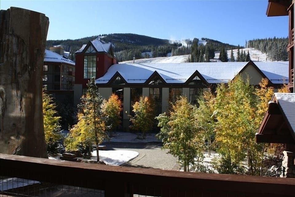 View from private balcony: Climbing Rock, Half-Pipe, and Mountain Adventure Ctr