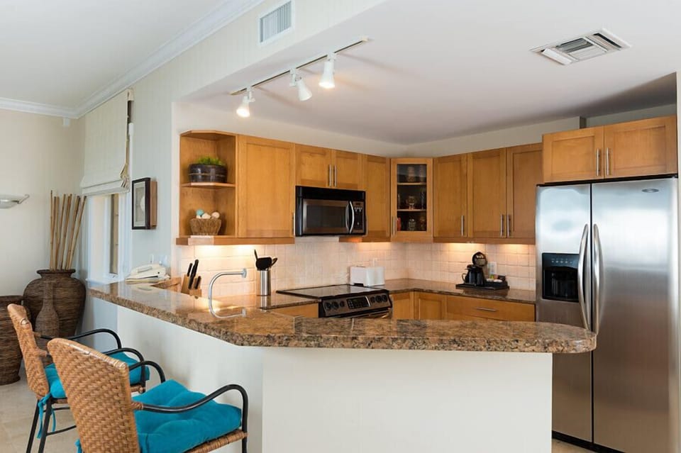 Fully equipped stainless steel kitchen