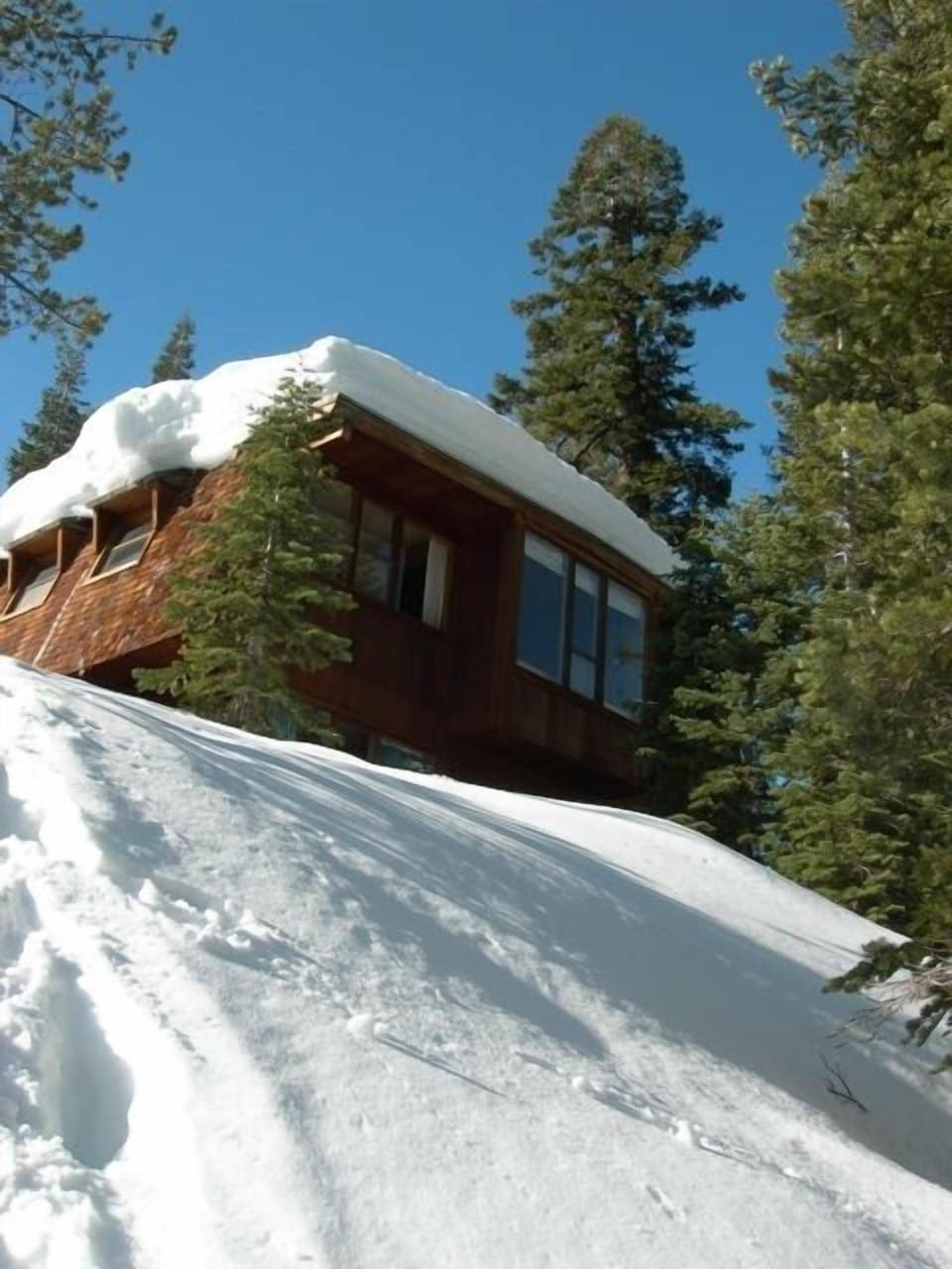 The back of the house, winter, great hill for sledding!