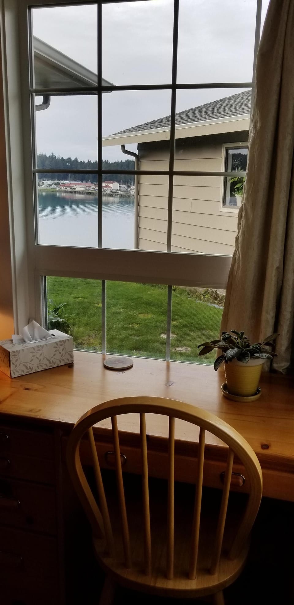 Desk in living area with view of Bay