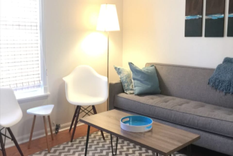 Modern designer living room--Lots of light and airy.