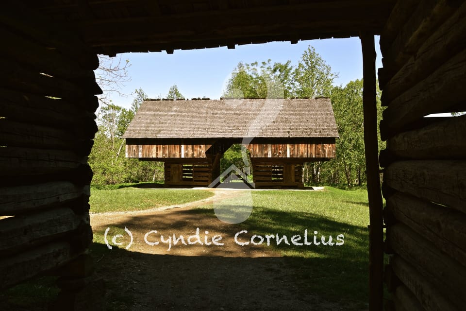 A double crib cantilevered barn in the Cove.