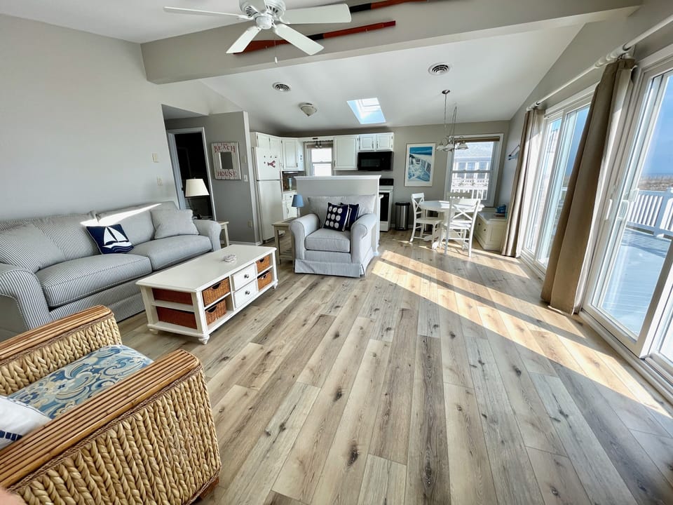Living room with view of the bay.