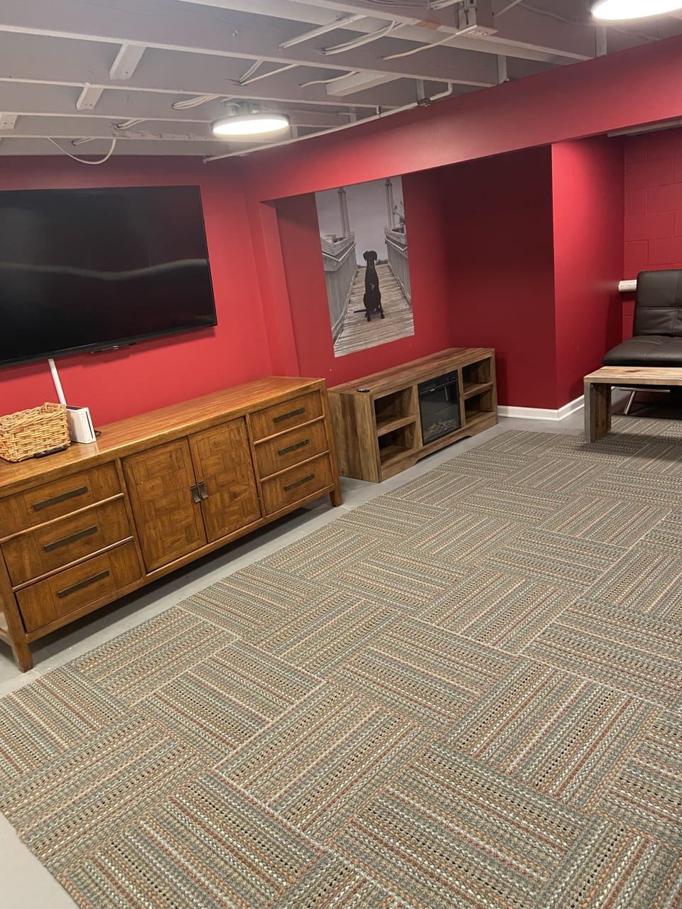 Basement TV in lounge area