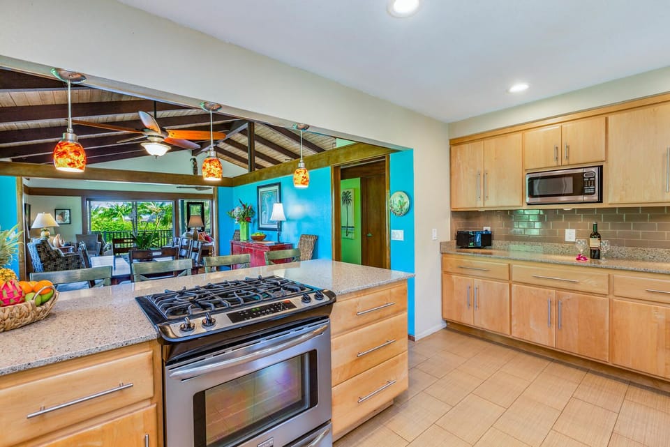 Enjoy cooking together with stainless steel appliances and bar seating that invites conversation.