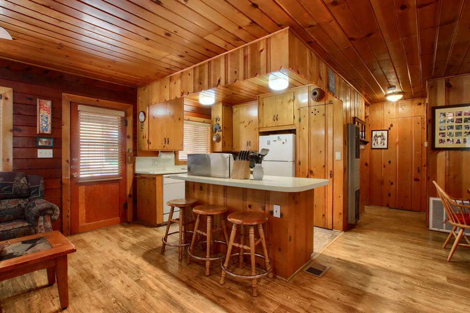 View of kitchen with a bar area