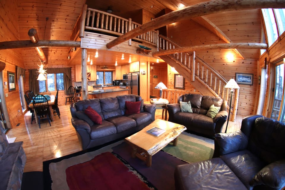 Main Level Living Room  - Leather couch, love seat and oversized chair 