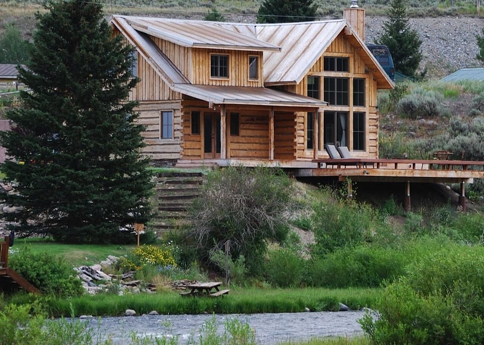 View of the house from across the Madison River.
