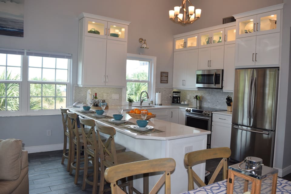 Modern appliance and spacious kitchen.
