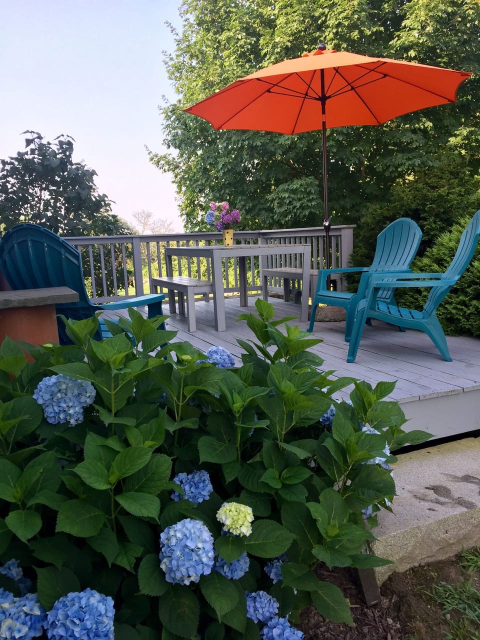 Deck off living area. Great for cocktails and outdoor eating.