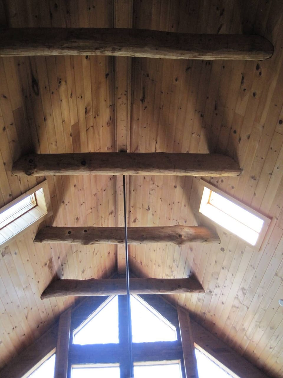 Cathedral Ceiling with Log beams
