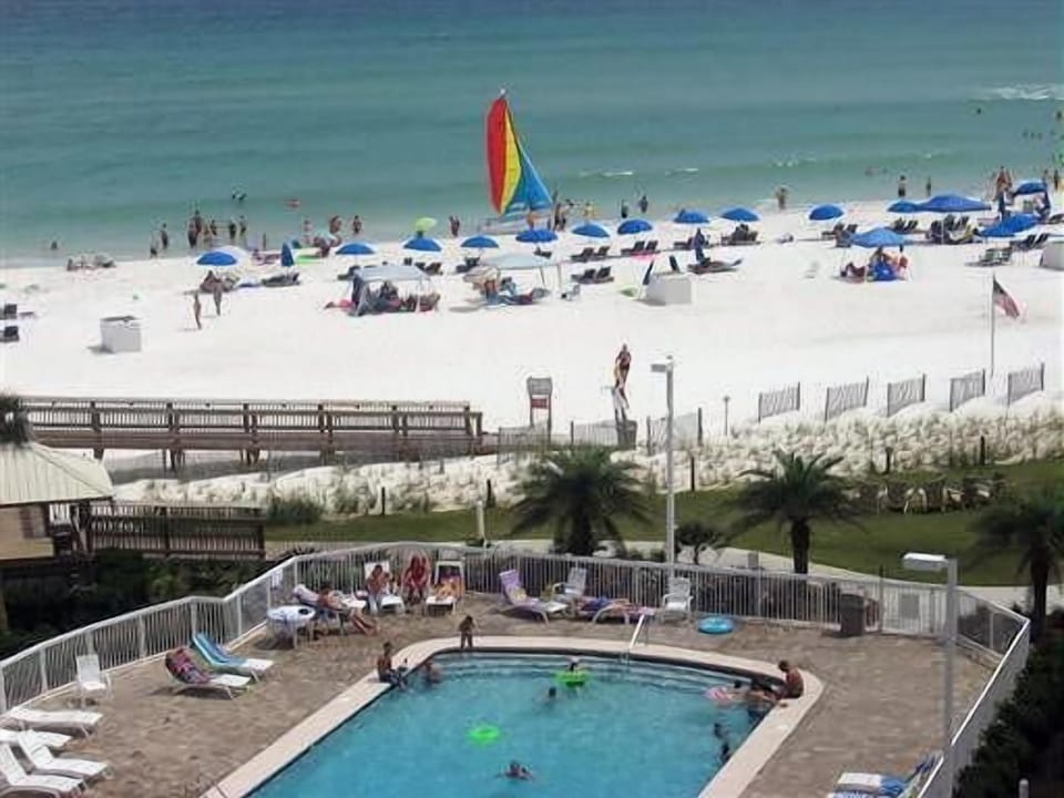 Guests enjoying beach & pool