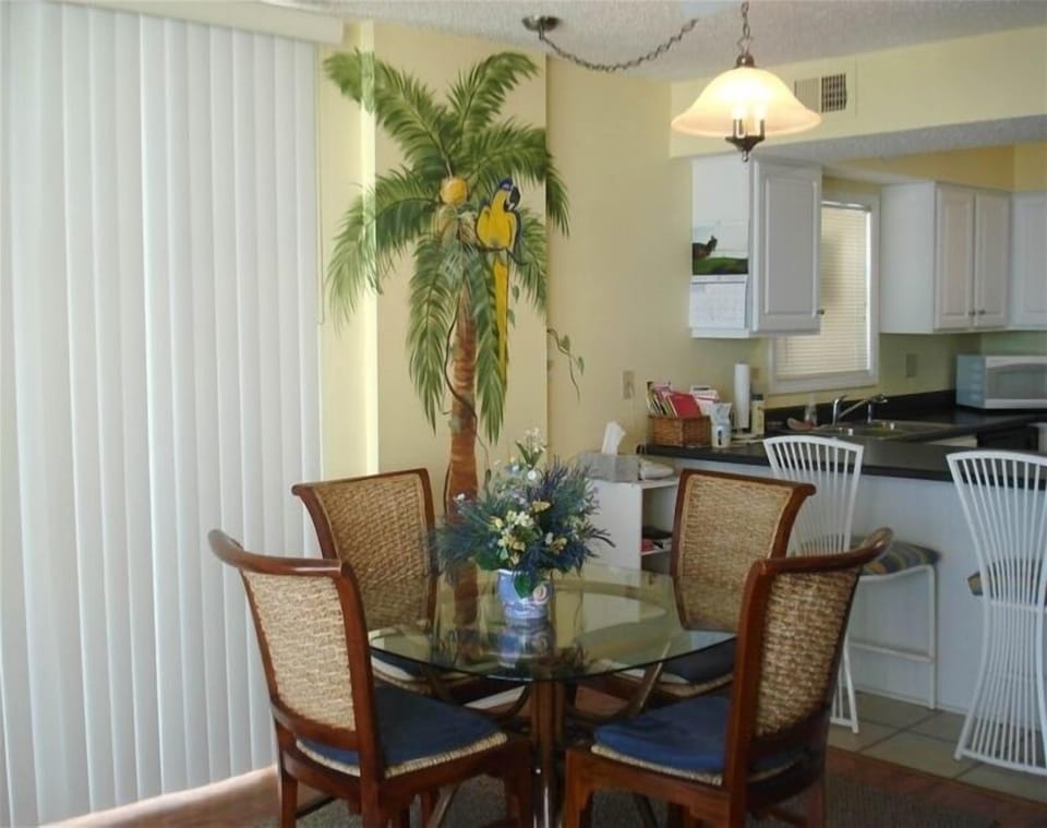 Our Dinning Table With Hand Painted Mural To Match Tropical Decor!