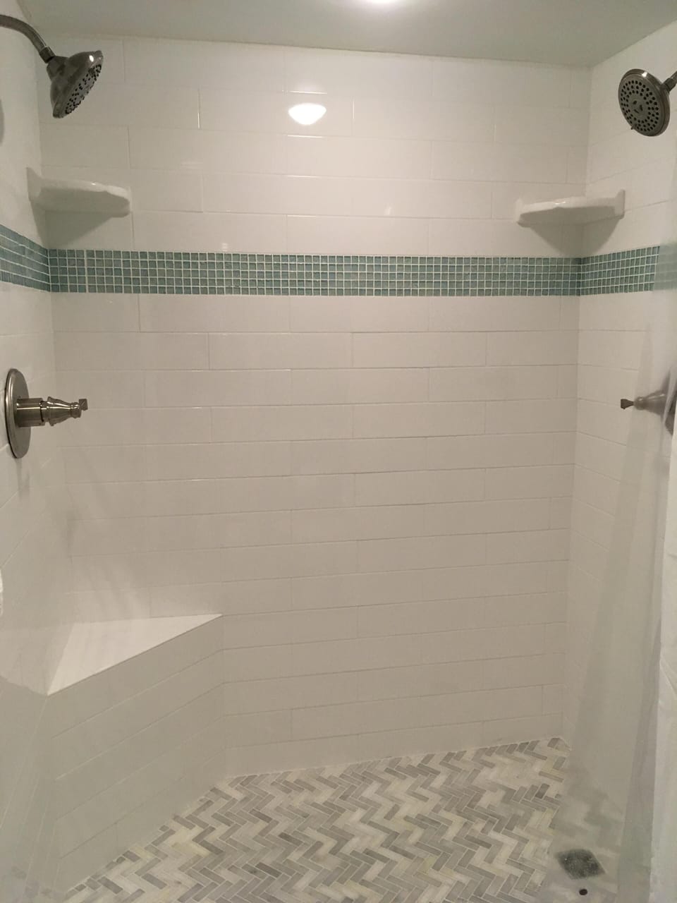 Master bathroom walk-in shower with dual shower heads!!