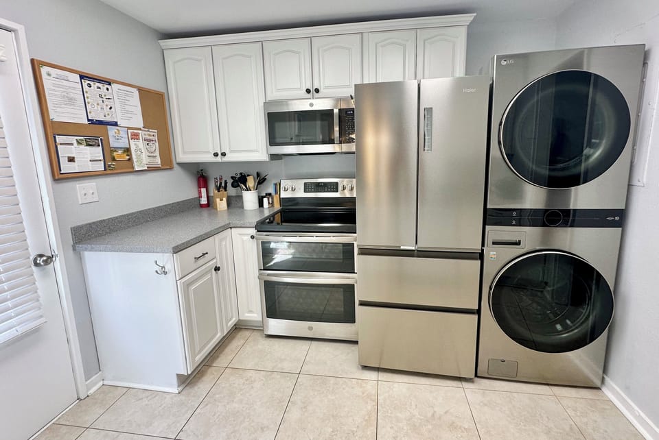 New appliances. Fully stocked kitchen. 