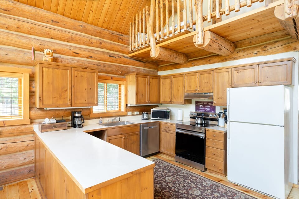 Spacious kitchen open to the living room and dining room. 