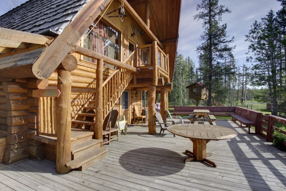 Patio out-front. Great views from the upper balcony along with two BBQ's