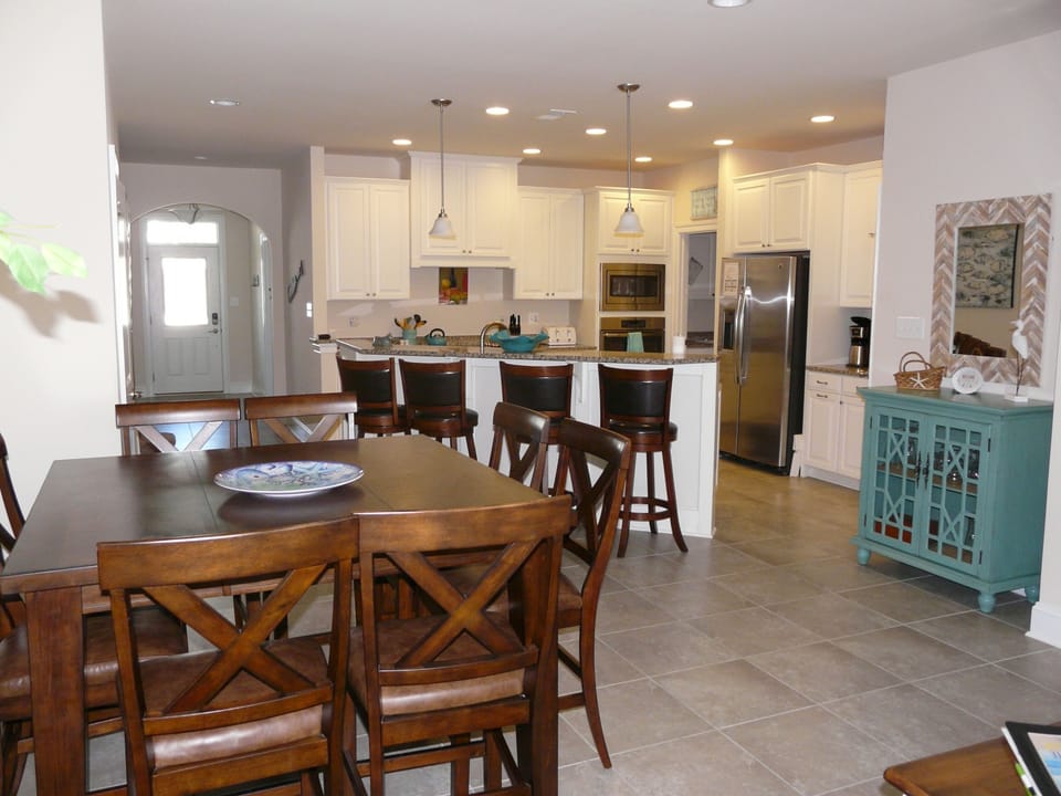 Looking from great room through the dining area towards the kitchen
