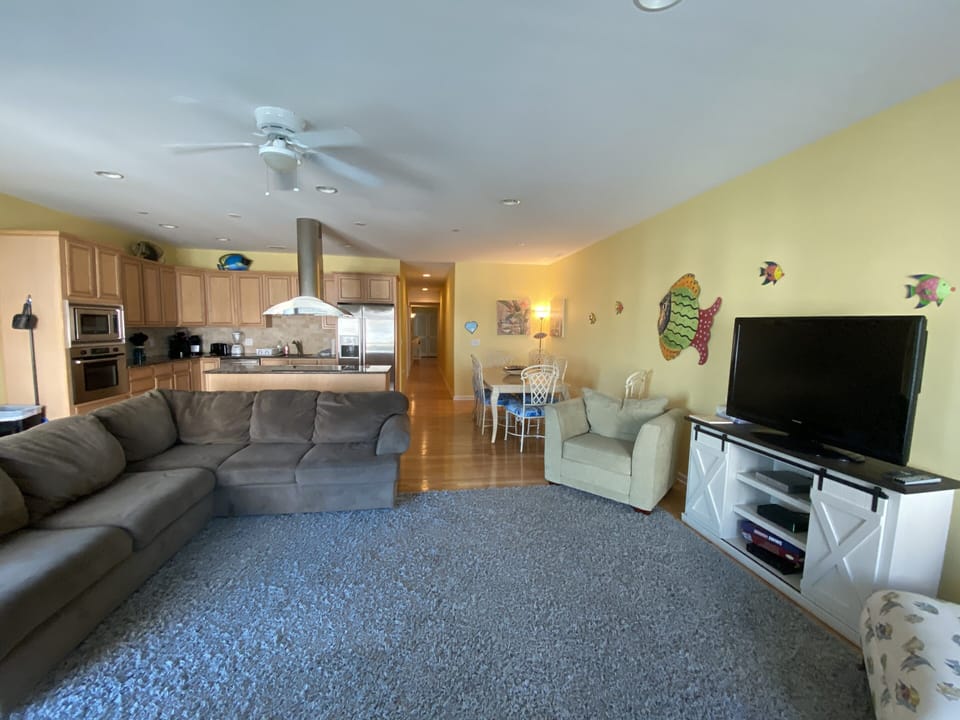 Open concept family, kitchen and dining 
