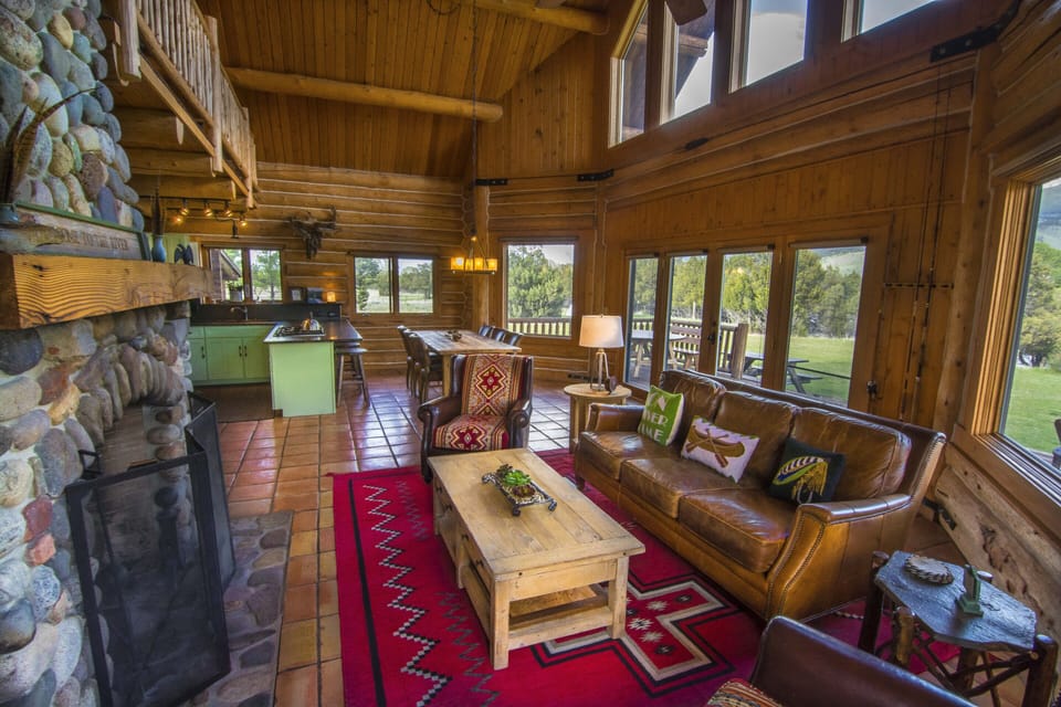 Great room with views of the Yellowstone River and all mountain ranges. 