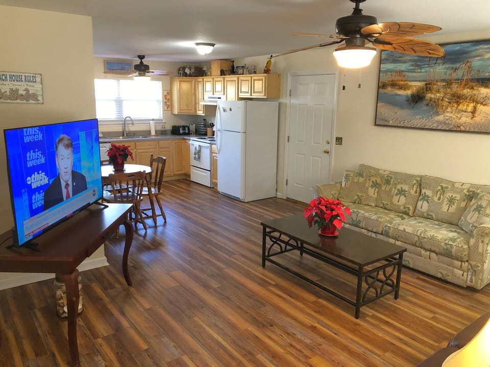 Large TV where you're never too far from a delicious meal!