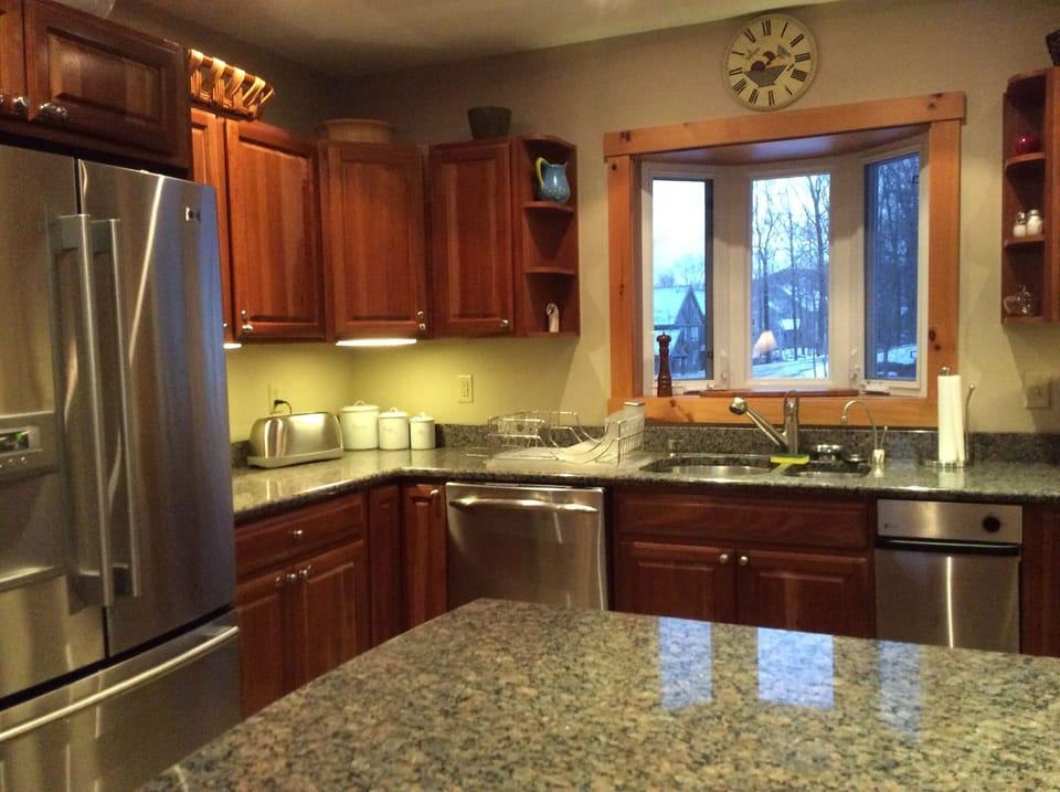 Kitchen with stainless steel appliances