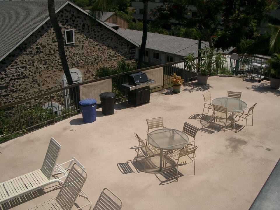 BBQ Deck overlooking the first church built in the Islands