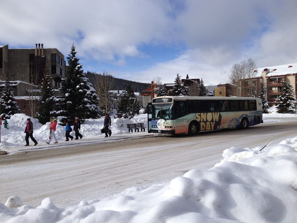 Copper's free intra-resort shuttle buses stop right outside our condo