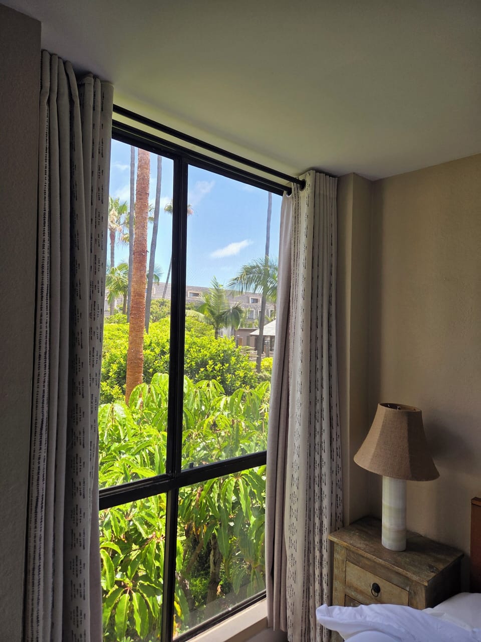 Lovely view of the tropical garden from the bed.